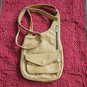 Yellow Gold Leather Handbag with Wallet Set
